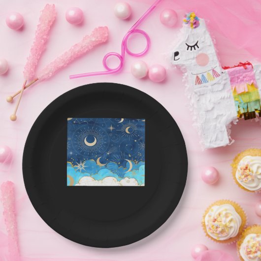 Whimsigoth Clouds Sun Moon Witchy Classic ペーパープレート (パーティー)