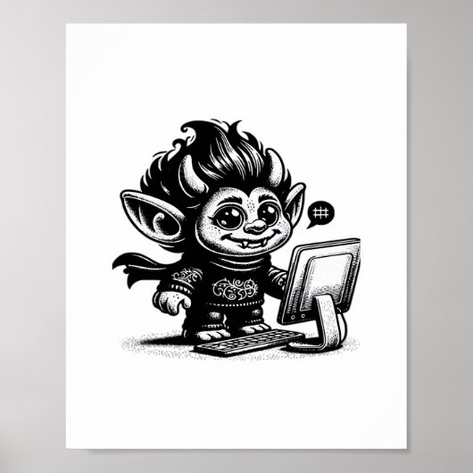 Whimsigoth Cyborg Internet Trollヴィンテージアートデザイン ポスター (正面)