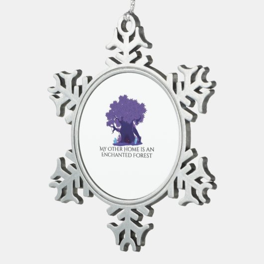 Whimsigoth Ink – 神秘的な森、ムーンズ魔法クラ スノーフレークピューターオーナメント (右)