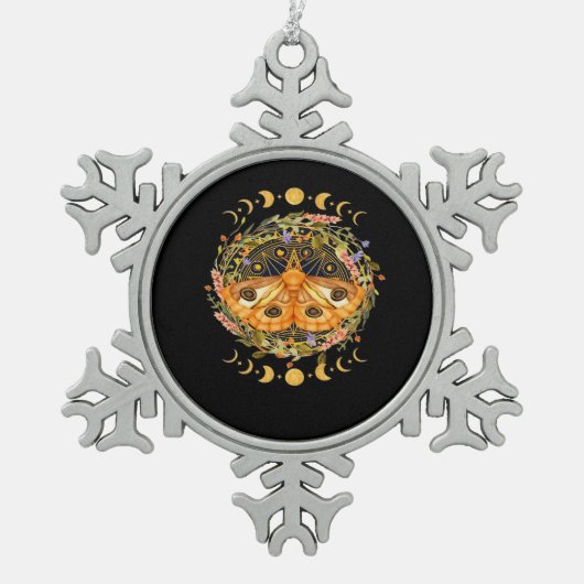 Whimsigoth Moth Classic スノーフレークピューターオーナメント (正面)