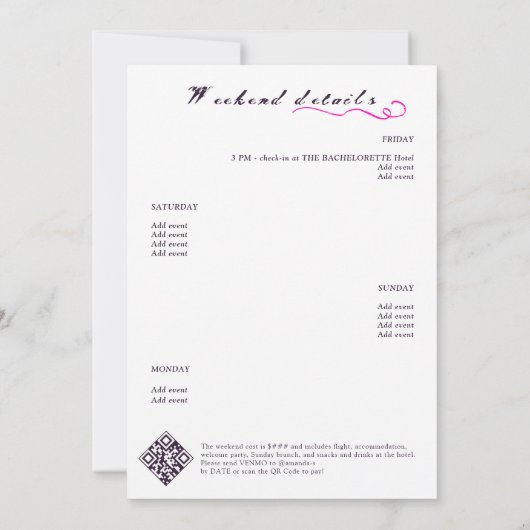 Whimsigoth Mystical Love Potion Bachelorette Party 招待状 (裏面)