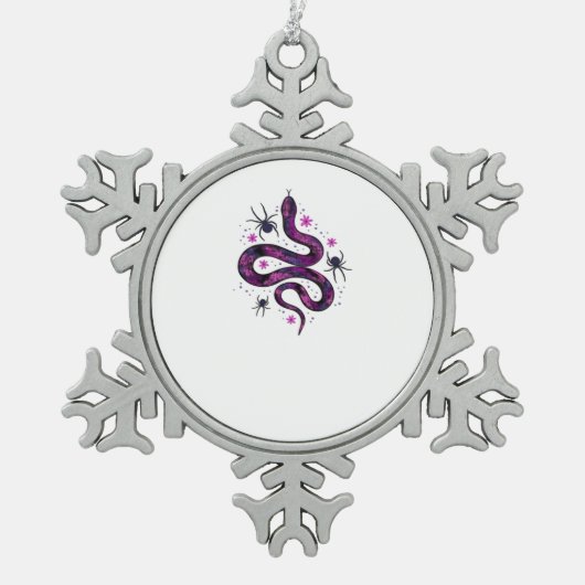 Whimsigoth Snake Flowers Classic スノーフレークピューターオーナメント (正面)