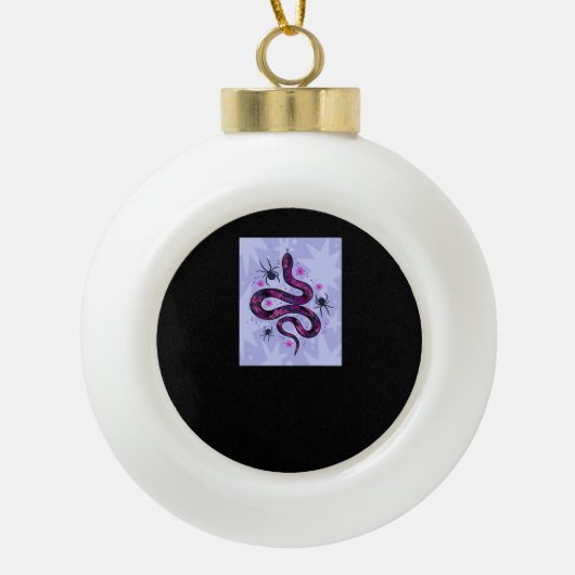 Whimsigoth Snake Spiders Flowers セラミックボールオーナメント (正面)
