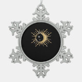 Whimsigoth Sun Moon Space Classic スノーフレークピューターオーナメント (正面)