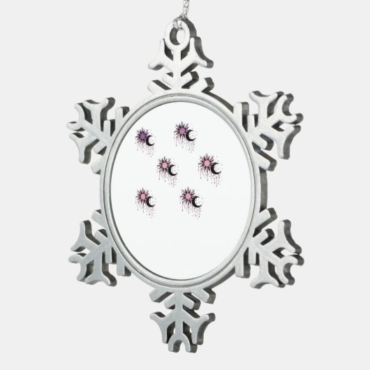 Whimsigoth Sun Moon Witchy スノーフレークピューターオーナメント (右)