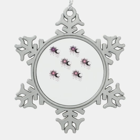 Whimsigoth Sun Moon Witchy スノーフレークピューターオーナメント (正面)