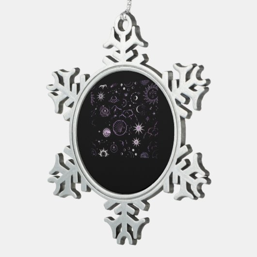 Whimsigoth Sun Moon Witchy Classic スノーフレークピューターオーナメント (右)