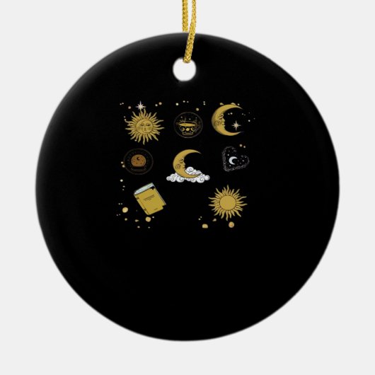 Whimsigoth Sun Moon Witchy Classic セラミックオーナメント (正面)