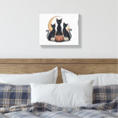 Whimsigothic Black Cats Pumpkin Moon Halloween キャンバスプリント (インサイチュ (寝室))