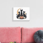 Whimsigothic Black Cats Pumpkin Moon Halloween キャンバスプリント (インサイチュ (リビング))