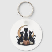 Whimsigothic Black Cats Pumpkin Moon Halloween キーホルダー (裏面)