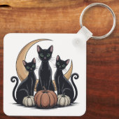 Whimsigothic Black Cats Pumpkin Moon Halloween キーホルダー (裏面)
