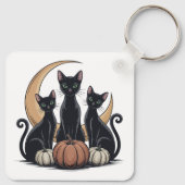 Whimsigothic Black Cats Pumpkin Moon Halloween キーホルダー (裏面)