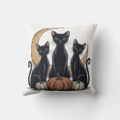 Whimsigothic Black Cats Pumpkin Moon Halloween クッション (裏面)