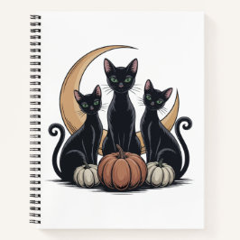 Whimsigothic Black Cats Pumpkin Moon Halloween ノートブック