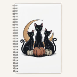 Whimsigothic Black Cats Pumpkin Moon Halloween ノートブック