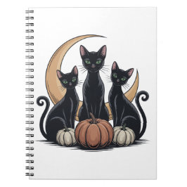 Whimsigothic Black Cats Pumpkin Moon Halloween ノートブック