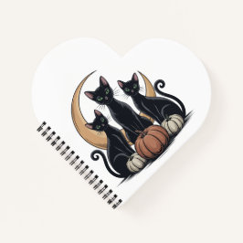 Whimsigothic Black Cats Pumpkin Moon Halloween ノートブック