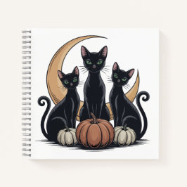 Whimsigothic Black Cats Pumpkin Moon Halloween ノートブック