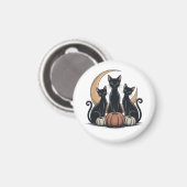 Whimsigothic Black Cats Pumpkin Moon Halloween マグネット (正面/裏面)