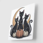 Whimsigothic Black Cats Pumpkin Moon Halloween Wal スクエア壁時計 (傾斜)