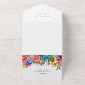 Whimsyはっきりしたフローラ水色QRコード結婚s オールインワン招待状 (外側)