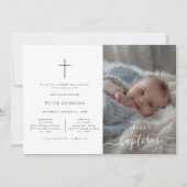 Whimsyエレガント書道バプテスマフォーマルス写真 招待状 (正面)