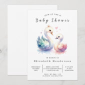 Whimsyオンライン白鳥の赤ちゃんシャワー 招待状 (正面/裏面)