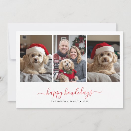 WhimsyスクリプトペットフォトハッピーHowlidaysクリスマス シーズンカード (正面)