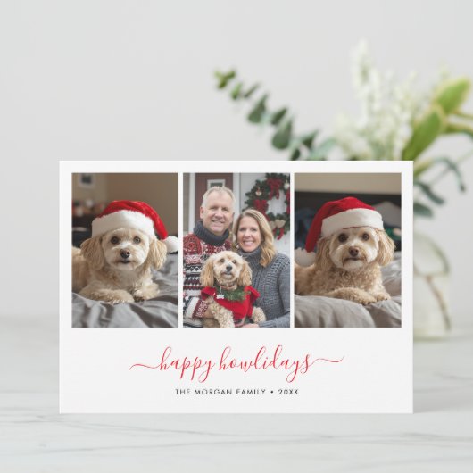 WhimsyスクリプトペットフォトハッピーHowlidaysクリスマス シーズンカード (スタンド正面)