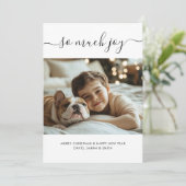 Whimsyスクリプト非常に喜びベビークリスマスドッグ写真 シーズンカード (スタンド正面)