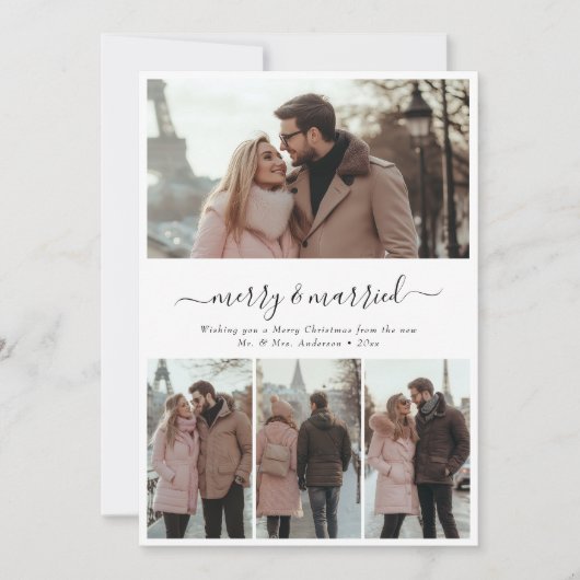 Whimsyスクリプト4写真とメリークリスマ結婚したス シーズンカード (正面)