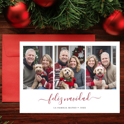WhimsyスクリプトHispanicクリスマスフェリーズNavidad赤 シーズンカード