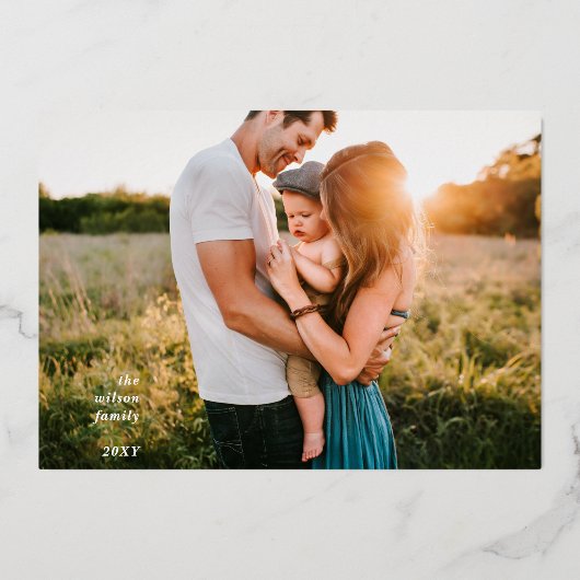 Whimsyハッピーホリデーモダンフルフォト 箔シーズンカード (正面)