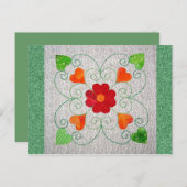 Whimsyハートキルト – ブロック#2 ポストカード (正面/裏面)