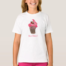 Whimsyパーソナライズされた PinkカップケーキのTシャツ Tシャツ