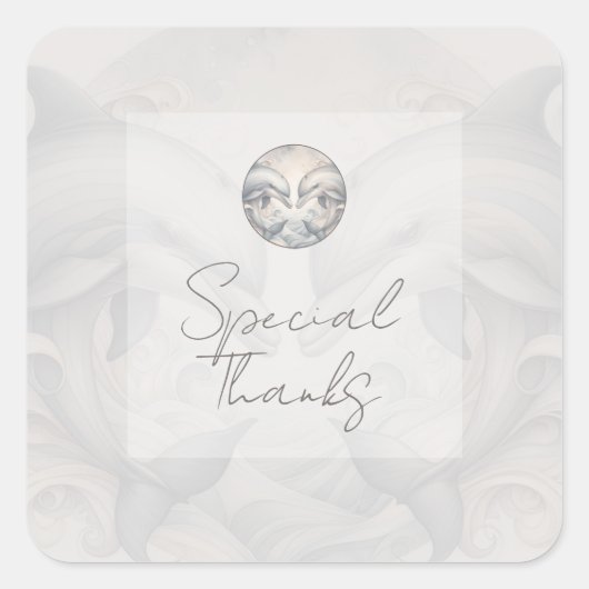 Whimsyモダン Dolphin Thank You Stickers スクエアシール (正面)