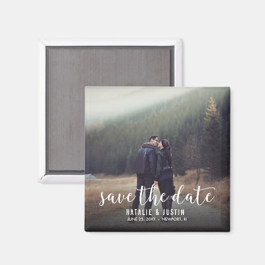 Whimsy写真Save the Date Square Announcement マグネット (正面/裏面)