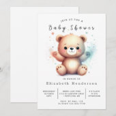 Whimsy印刷可能なクマのベビーシャワー 招待状 (正面/裏面)