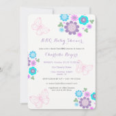 Whimsy蝶の花BBQ裏庭ベビーシャワー 招待状 (正面)