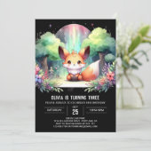  whimsy ネイチャー フォックス バースデー デジタル 招待状 (スタンド正面)