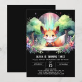  whimsy ネイチャー フォックス バースデー デジタル 招待状 (正面/裏面)