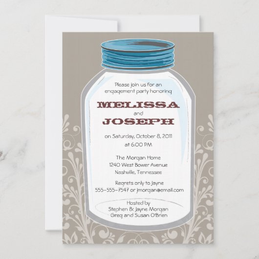  whimsy メイソンジャーエンゲージパーティー 招待状 (正面)