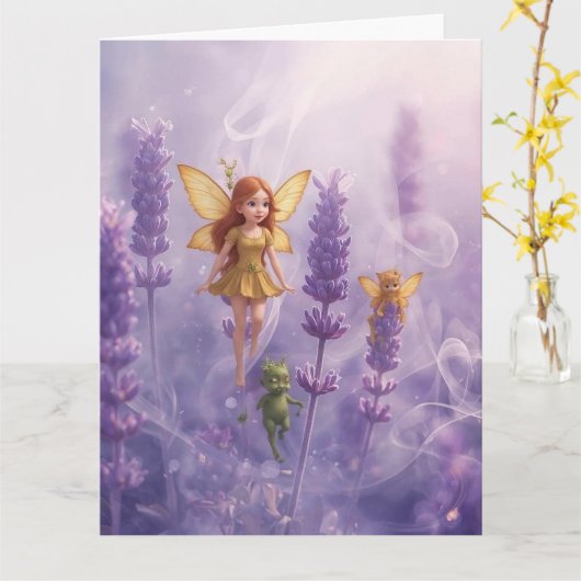 Whimsy Among the Purple Blooms カード (黄色い花)