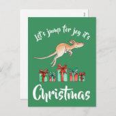 Whimsy art kangarooジャンプのクリスマスポストカード シーズンポストカード (正面/裏面)