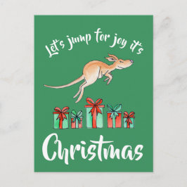 Whimsy art kangarooジャンプのクリスマスポストカード シーズンポストカード