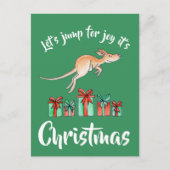 Whimsy art kangarooジャンプのクリスマスポストカード シーズンポストカード (正面)