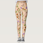Whimsy Bloom Floral Butterfly Pattern Leggings レギンス (正面)