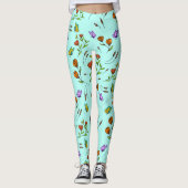 Whimsy Bloom Floral Butterfly Pattern Leggings レギンス (正面)
