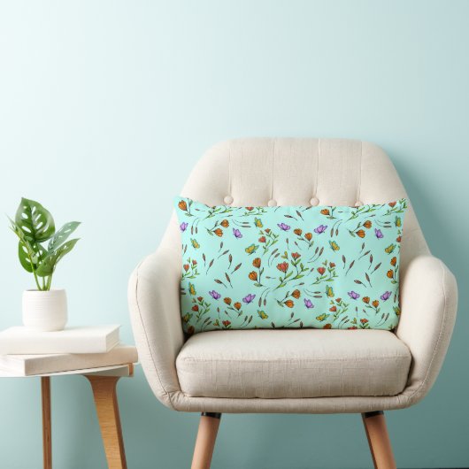 Whimsy Bloom Floral Throw Pillow ランバークッション (椅子)
